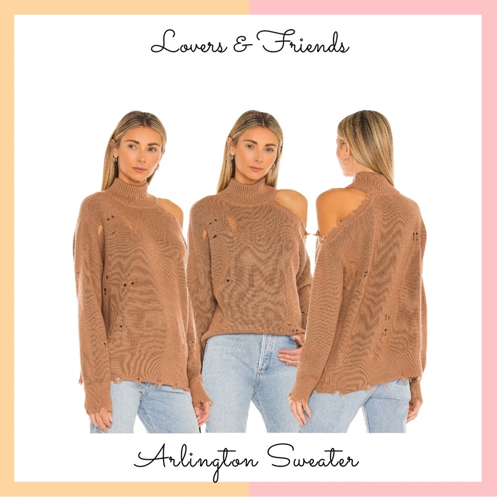Lovers + Friends Distressed Arlington Sweater Taupe